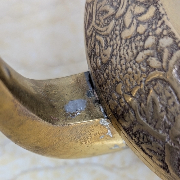 Vintage Brass Metal Embossed  Coffee Teapot Kettle Server With Lid - Picture 17 of 17